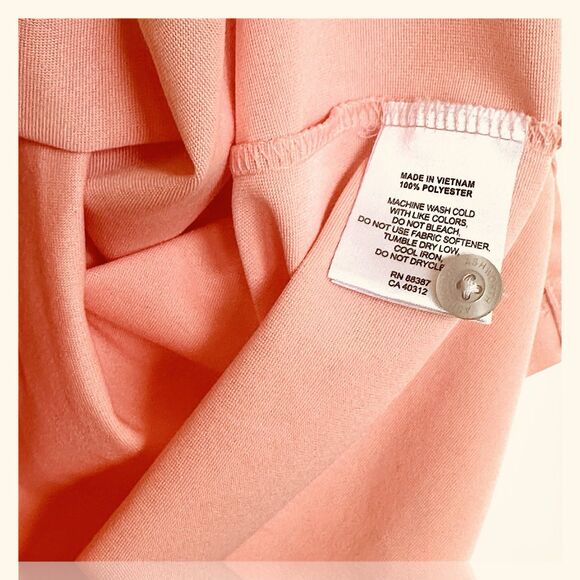 Ashworth Shirt Mens Preppy L Polo Golf Salmon Pink Stripes Comfort Cool Tech - Picture 9 of 10